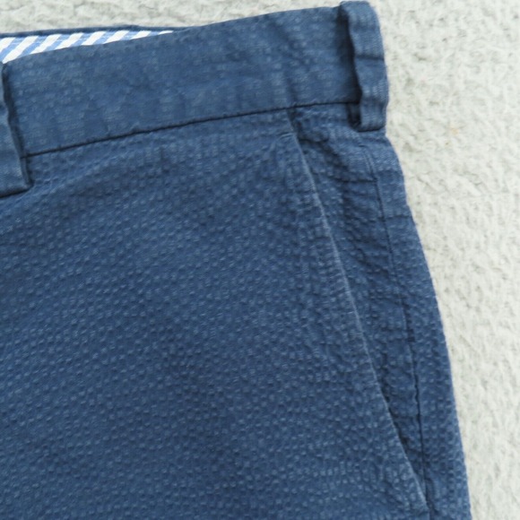 Brooks Brothers Shorts Mens 4 Blue Solid Seersucker Cotton Flat Front - Picture 3 of 10